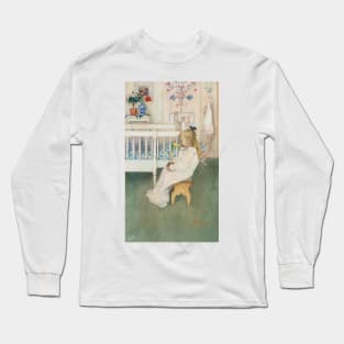 In Nightshirt - Lisbeth with a Yellow Tulip by Carl Larsson Long Sleeve T-Shirt